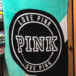 Teal White and Black PINK Throw Blanket